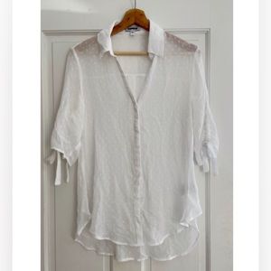 Express Gauze Button-Down Blouse